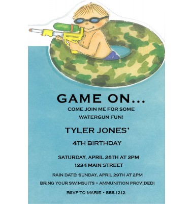 Pool Party Invitations, Water Gun, Picture Perfect